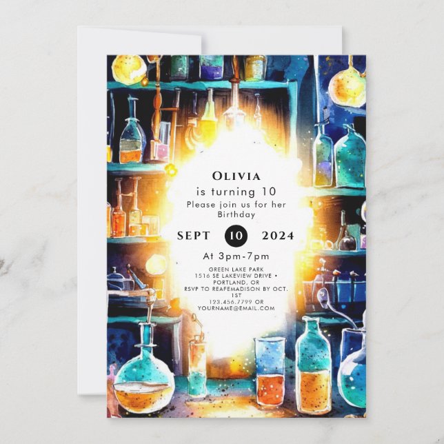Invitation Fun Chimie Scientifique Anniversaire (Devant)