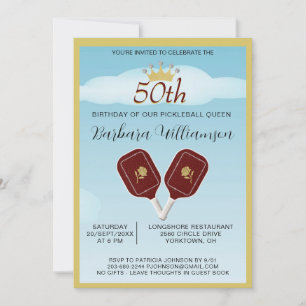 Invitation Fun Cinquante Pickleball Lady 50e Anniversaire fêt