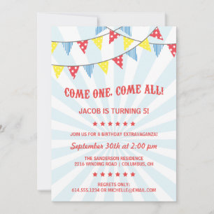 Invitation Fun Circus fête d'anniversaire