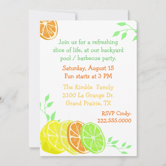 Invitation Fun Citrus Slices (Devant)