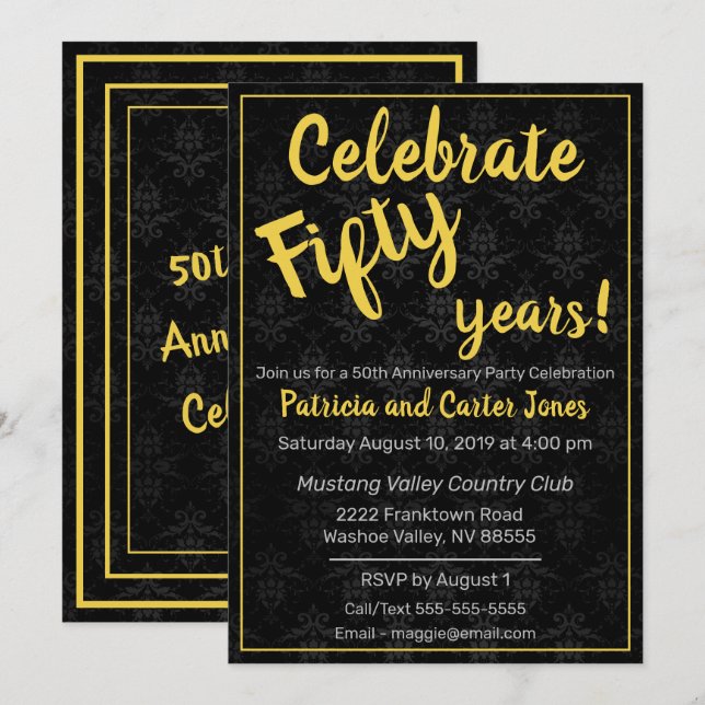 Invitation Fun Classique 50e Anniversaire (Devant / Derrière)