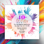 Invitation Fun Color Splash 40th Birthday<br><div class="desc">Fun Color Splash 40th Birthday Invitation Pour Femmes. Il Est Facile De Modifier L'Exemple De Texte En Cliquant Personnaliser Ce Modèle. Cliquez Sur Modifier À L'Aide De L'Outil De Création Pour Modifier Le Type De Police, La Couleur De Police, La Taille De Police, Ou Pour Ajouter/Supprimer/Modifier Le Texte Ou Les...</div>