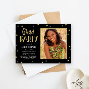Invitation Fun Confeti Photo Graduation Fête Invite