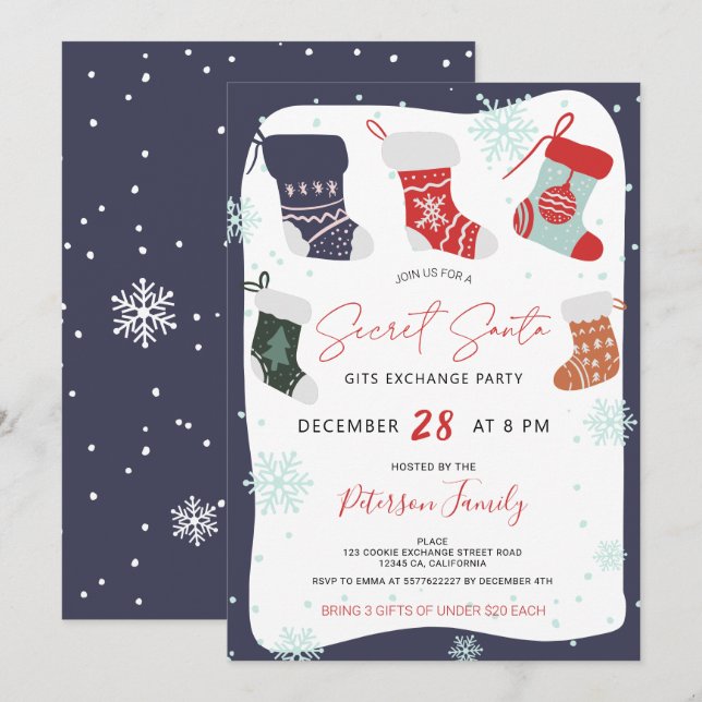 Invitation Fun cookie de Noël secret père Noël échange fête (Devant / Derrière)