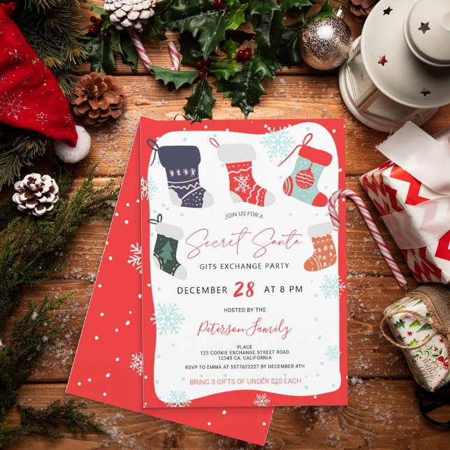 Invitation Fun cookie de Noël secret père Noël échange fête (Créateur téléchargé)