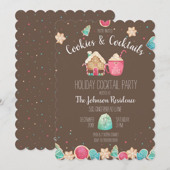 Invitation Fun Cookies & Cocktails Christmas Cookie Swap (Devant / Derrière)