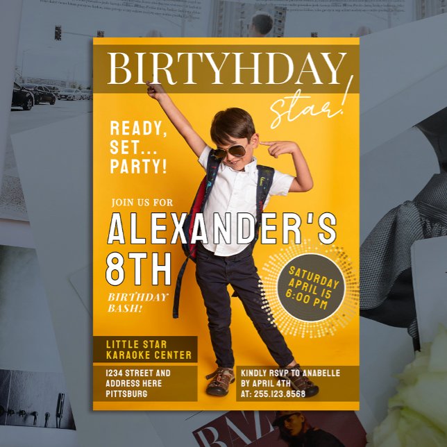 Invitation Fun Cool Magazine Cover Newspaper Photo White Typo (Créateur téléchargé)