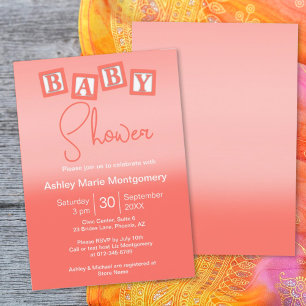 Invitation Fun Coral Ombre BABY Blocks Genre Neutre Douche
