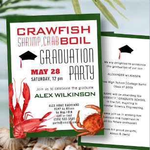 Invitation Fun Crawfish Seafood Boil BBQ Graduation Party