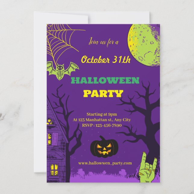 Invitation Fun créatif coloré Halloween Party (Devant)