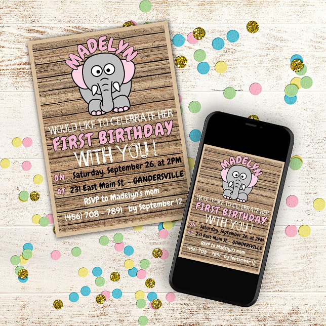 Invitation Fun Custom Girl's First Birthday Celebration Party (Créateur téléchargé)