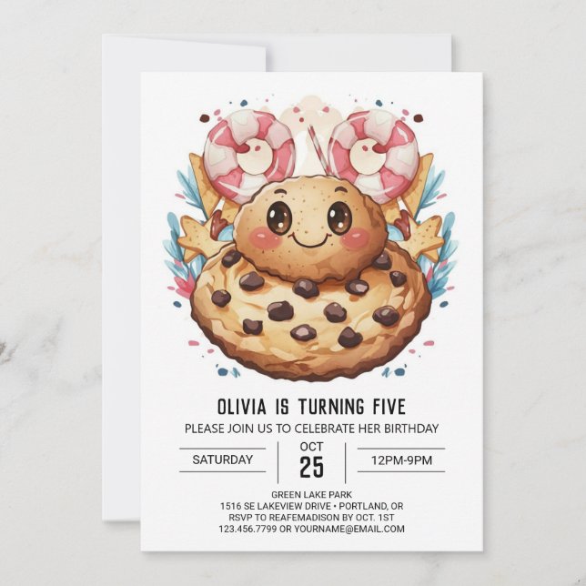 Invitation Fun Custom Sweets Cookies Anniversaire (Devant)