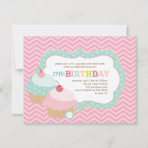 Invitation Fun de Cupcake fête d'anniversaire colorée