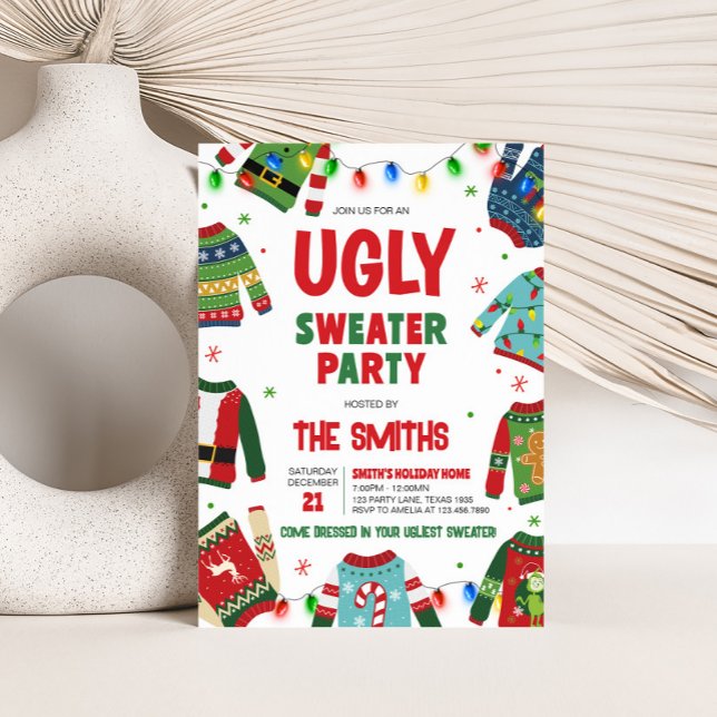 Invitation Fun de Noël moche Sweet Fun (Ugly Sweater Christmas Party Invitation)