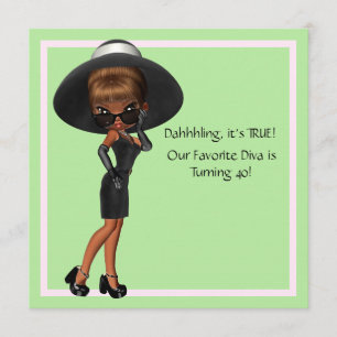 Invitation Fun Diva Womans Favorite fête du 40e anniversaire