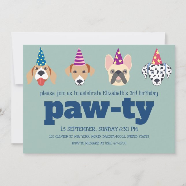 Invitation Fun Doggone Awesome Anniversaire Bash! anniversair (Devant)