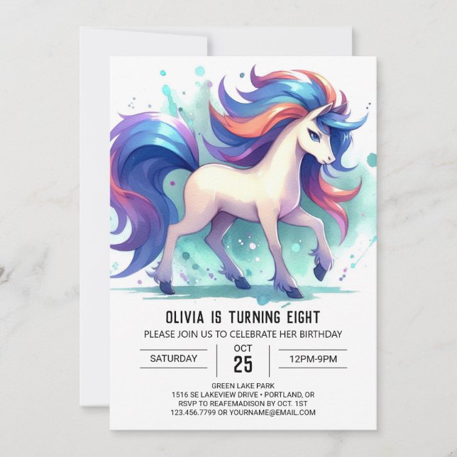 Invitation Fun Editable Horse Anniversaire (Devant)