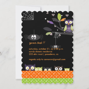 Invitation Fun Éffrayant Chouette colorée Holloween Party