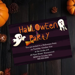 Invitation Fun éffrayant Halloween Party - Fantômes & sorcièr