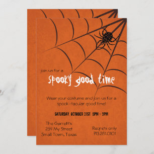 Invitation Fun Éffrayant Spider et Web Black Orange Halloween