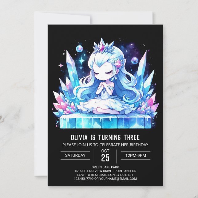 Invitation Fun Elegant Princesse Anniversaire (Devant)