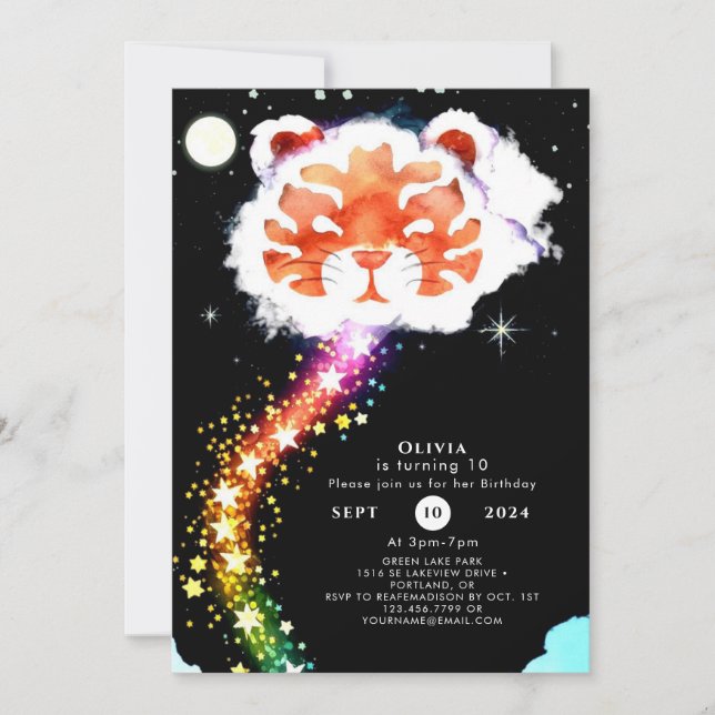 Invitation Fun Enchanted Tiger Anniversaire (Devant)