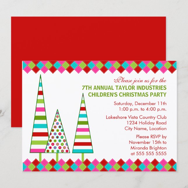 Invitation Fun et Colorée fête de Noël (Devant / Derrière)