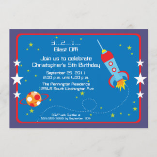 Invitation Fun explosion de vaisseau spatial garçons fête d'a