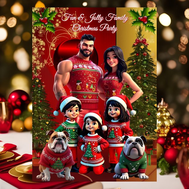Invitation Fun Family Christmas Holiday Party Ugly Sweaters (Créateur téléchargé)