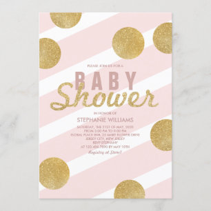 Invitation Fun Faux Gold Parties scintillant rose Baby shower