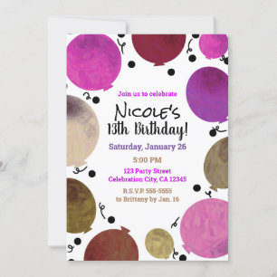 Invitation Fun Fiesta Bold Balloons Anniversaire Fête