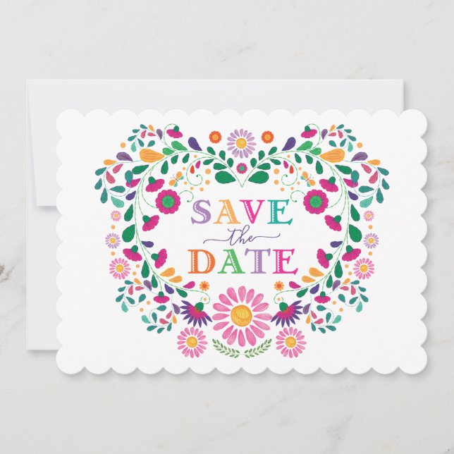 Invitation Fun Fiesta Mexicaine Flower Wreath Enregistrer la  (Devant)