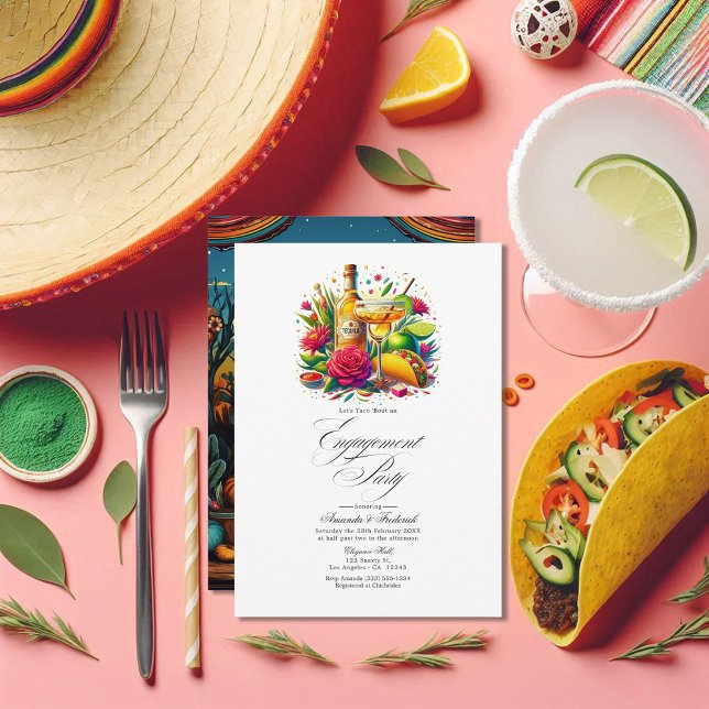 Invitation Fun Fiesta Taco à propos d'une fête d'engagement (Fun Fiesta Let's Taco 'bout an Engagement Party Invitation)