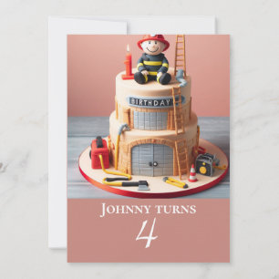 INVITATION FUN FIREFIGHTER THEMEME ANNIVERSAIRE FÊTE DE GÂTEA