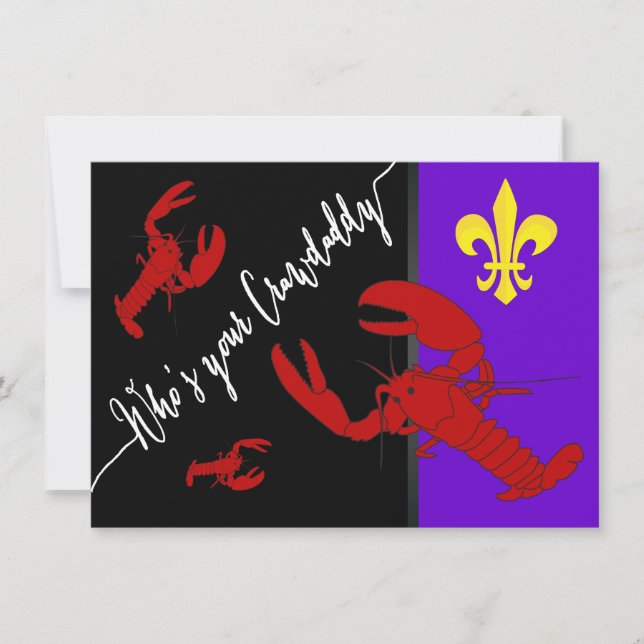 Invitation Fun Fleur De Lis Crawfish Boire (Devant)