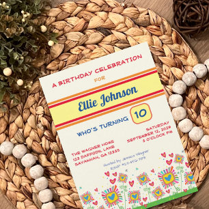 Invitation Fun Floral Girly mignonne Nombre Customisé Anniver