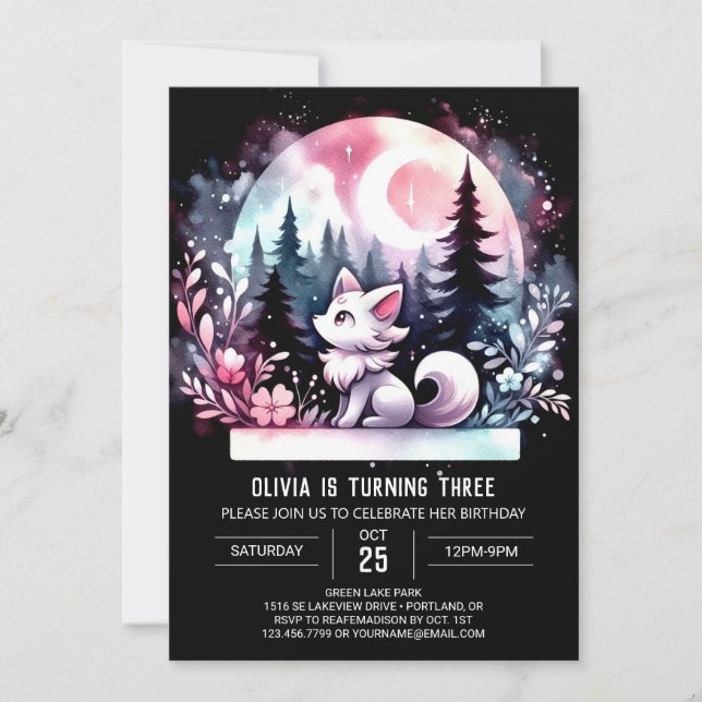 Invitation Fun Forest Wolf Anniversaire (Devant)
