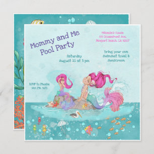 Invitation Fun Fun Fille Pink Coiffure Sirène maman & Me Pool