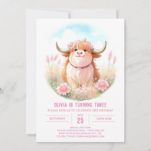 Invitation Fun Fun Highland Cow Anniversaire