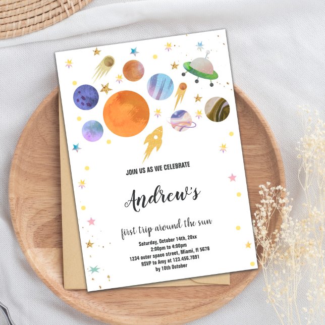 Invitation Fun Galaxy Party Thème pour enfants (Outer Space Planets Invitations)