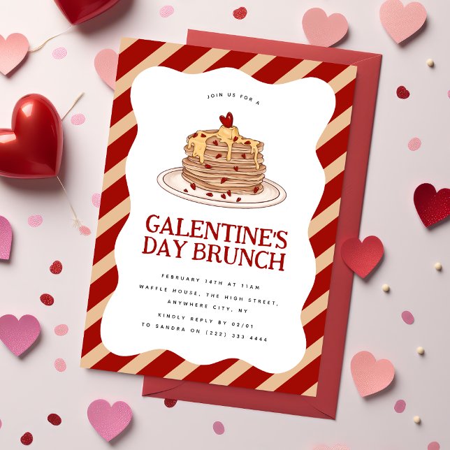 Invitation Fun Galentine's Brunch Pancake (Créateur téléchargé)