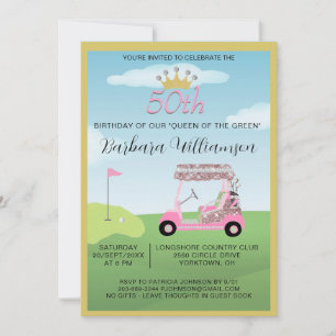 Invitation Fun Glam Cinquante Lady Golfer 50e fête d'annivers