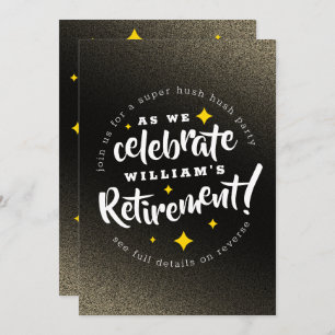 Invitation Fun Gold Glitter Stars Retirement New Adventures