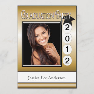 Invitation Fun Graduation Party Gold Photo personnalisée