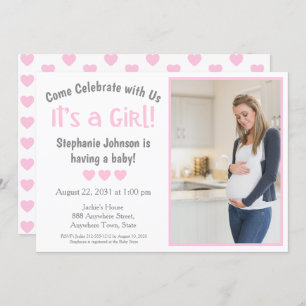 Invitation Fun Grey Rose Coeur Photo C'est un Baby shower fil