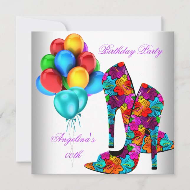 Invitation FUN High Heel Chaussures Balloons de fête d'annive (Devant)