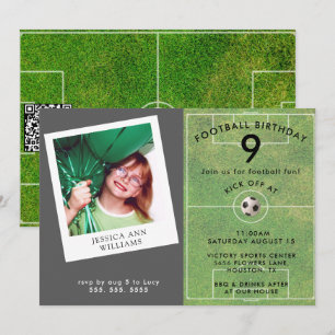 Invitation Fun Kids Football, Photo QR Code Anniversaire