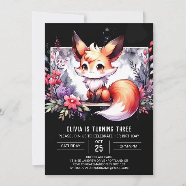 Invitation Fun Kids Fox Anniversaire numérique (Devant)