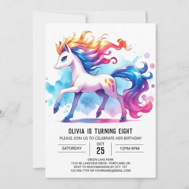 Invitation Fun Kids Horse Anniversaire (Devant)