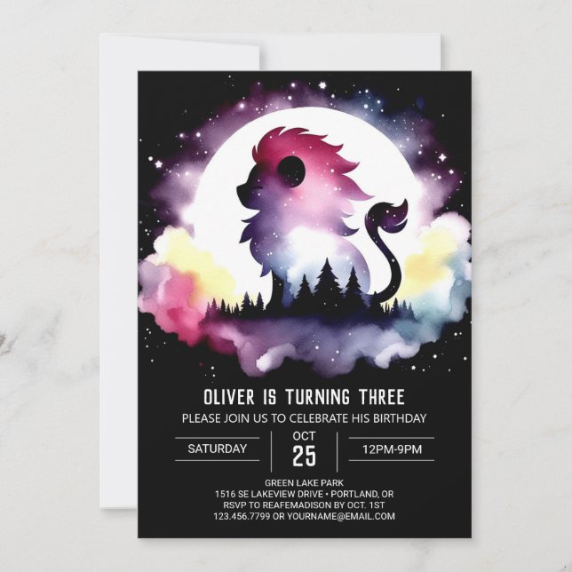 Invitation Fun Kids Lion Anniversaire (Devant)